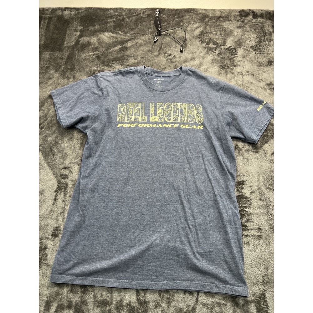 Reel Legends Performance Gear Tee Large Blue Short Sleeve Fishing Shirt
